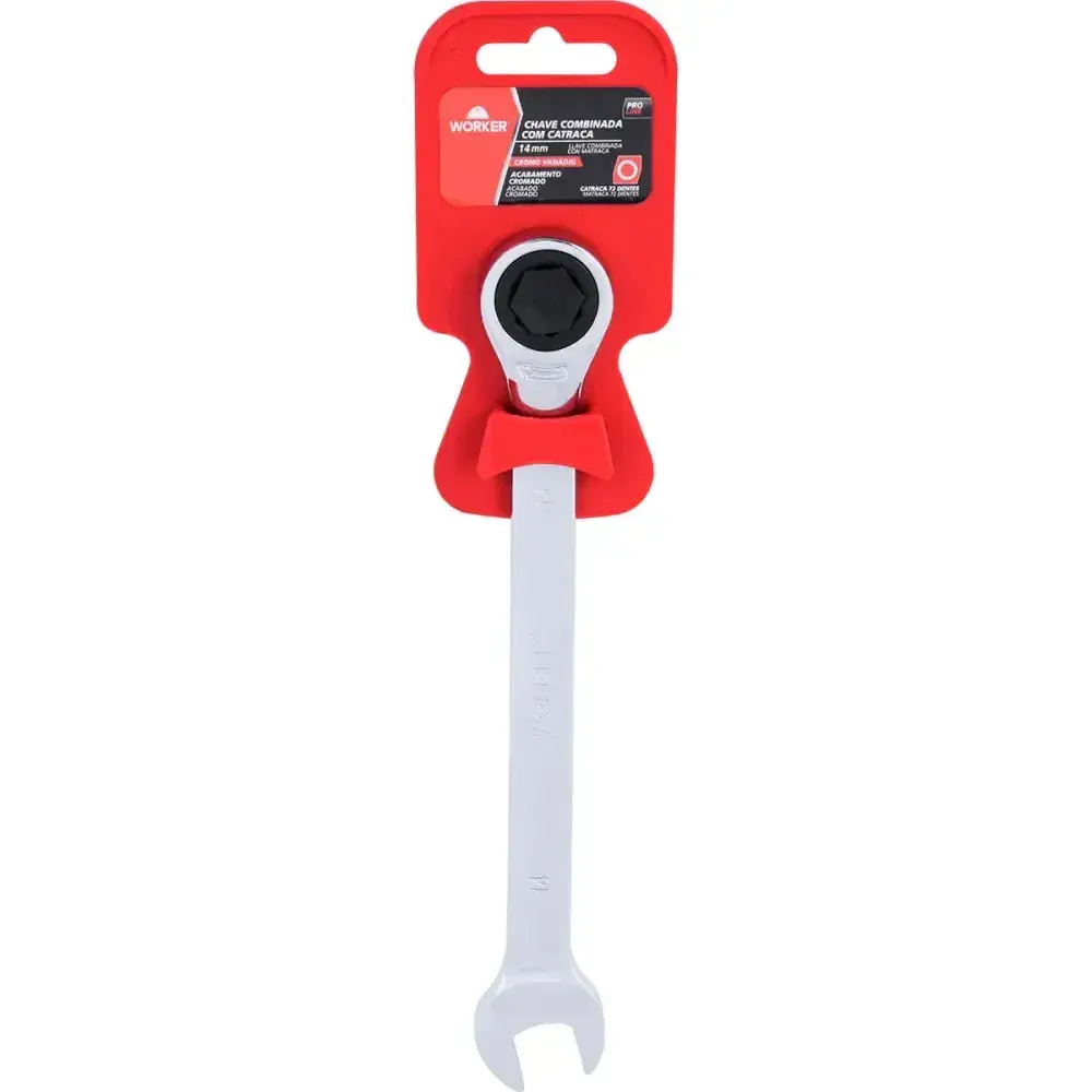 Chave combinada com catraca cromo vanádio 14MM Worker — fotografia 12