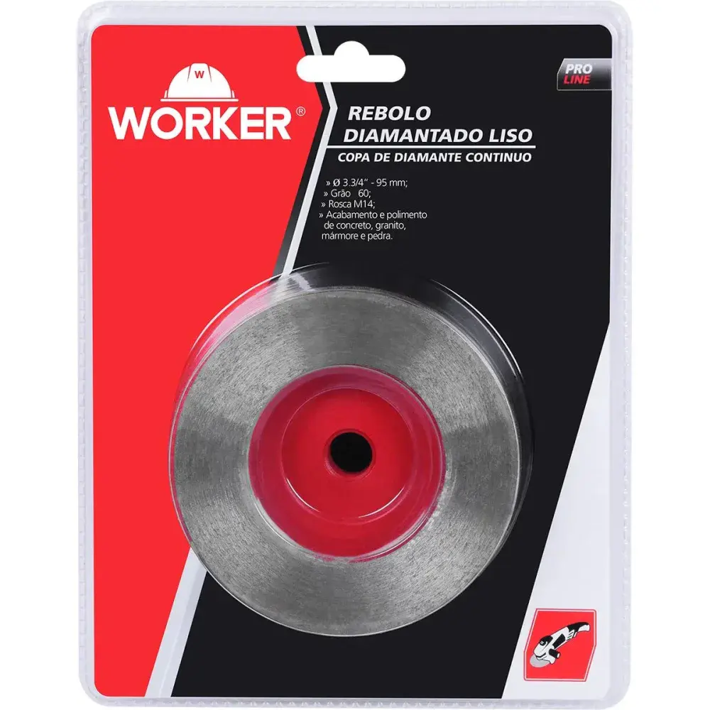 Rebolo diamantado liso 13.200RPM M14 95MM grão 60 Worker — fotografia 10
