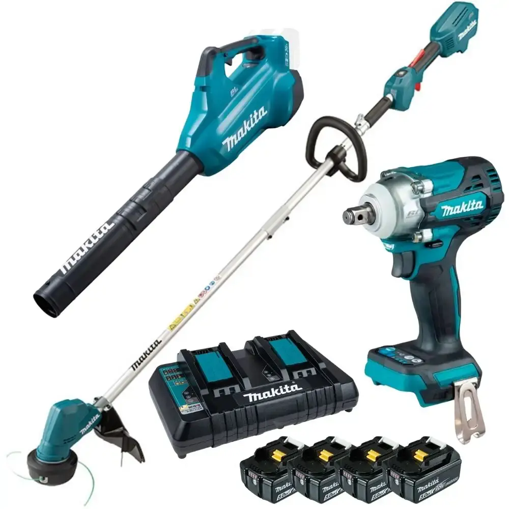 Soprador de folhas chave de impacto 1/2POL roçadeira corte 30CM 4 baterias 18V carregador Makita — fotografia de referência