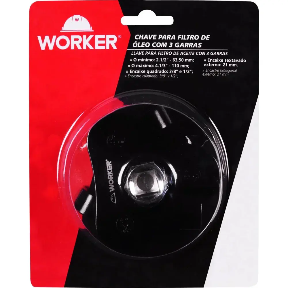 Chave para filtro de óleo com 3 garras 2.1/2” a 4.1/3” Worker — fotografia 10
