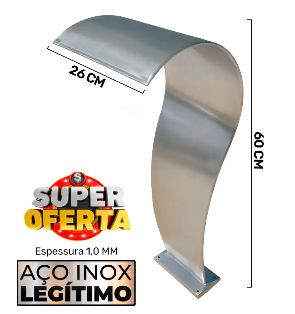 Cascata para Piscina 60 x 26 CM Aço Inox Naja Junior EVALD — fotografia de referência