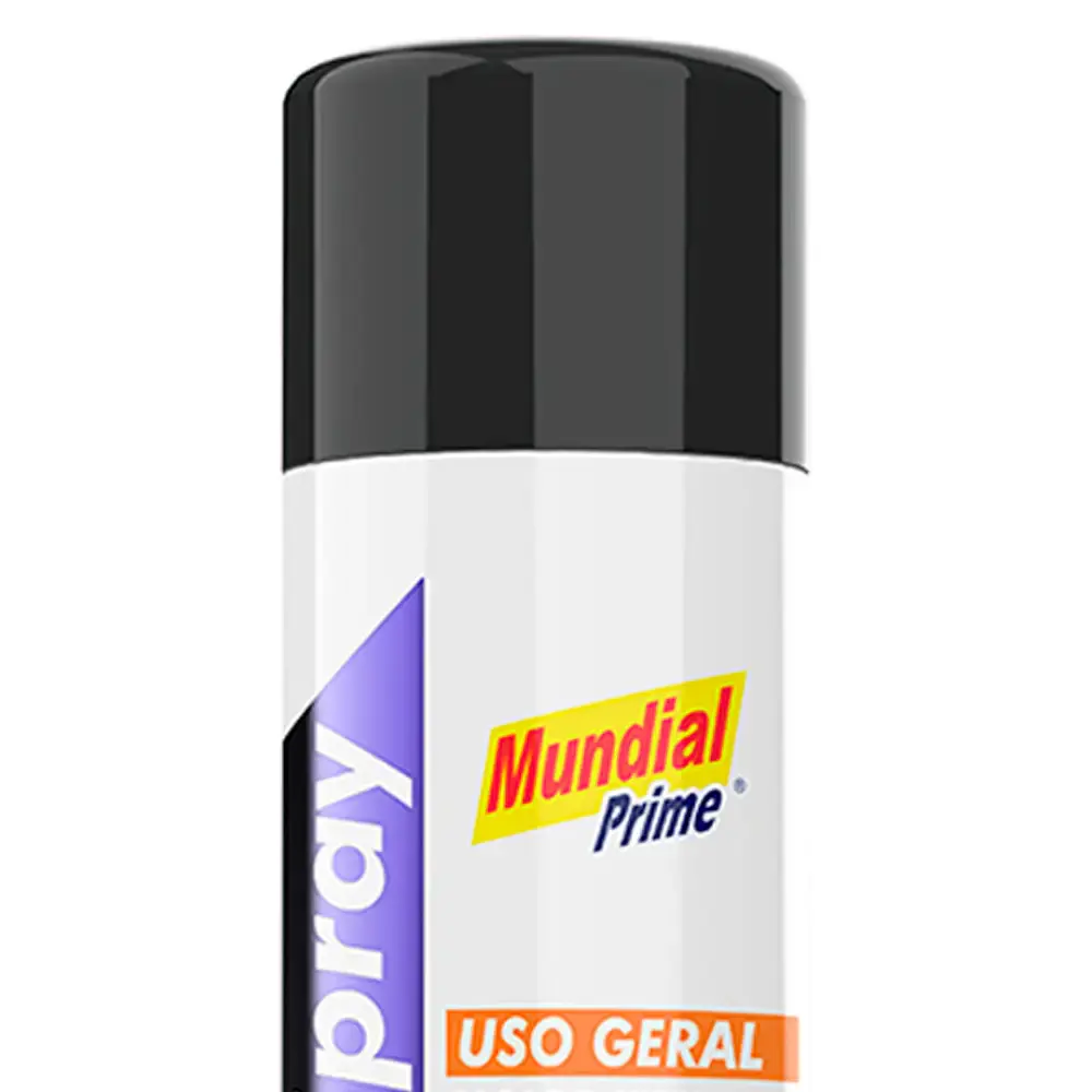 Tinta Spray 400 ml Preto Brilhante com 02 Uni Mundial Prime — fotografia 2