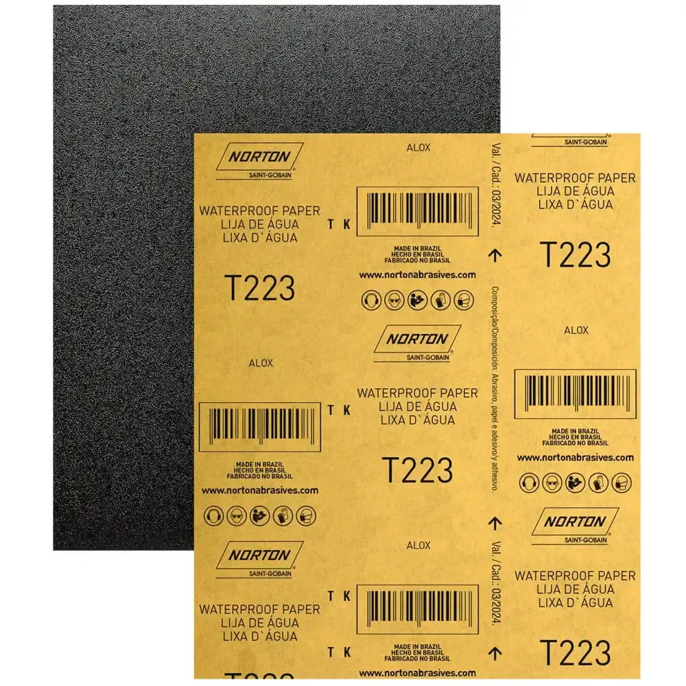 Folha de lixa d'água 225X275MM grana 400 T-223 Norton — fotografia de referência