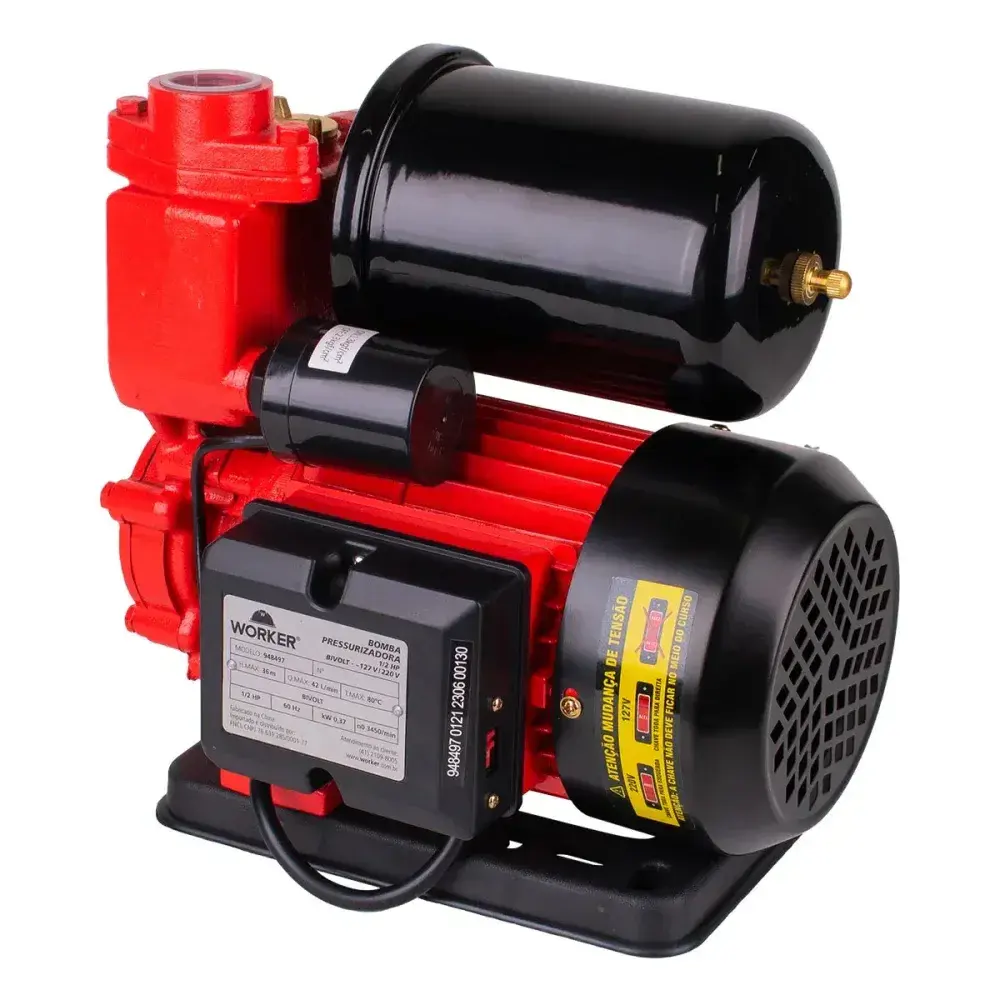 Bomba d'água pressurizadora 1/2HP 3450RPM bivolt Worker — fotografia 7