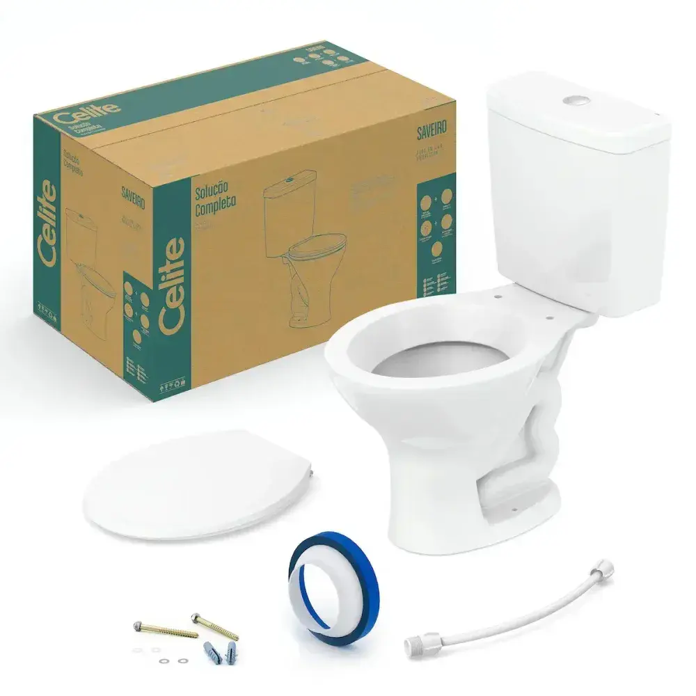 Kit completo saveiro bacia com caixa acoplada 6L dual flush Celite — fotografia 2
