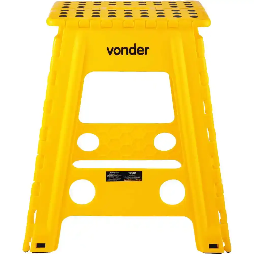 Banqueta plástica dobrável amarela 45CM Vonder — fotografia 4