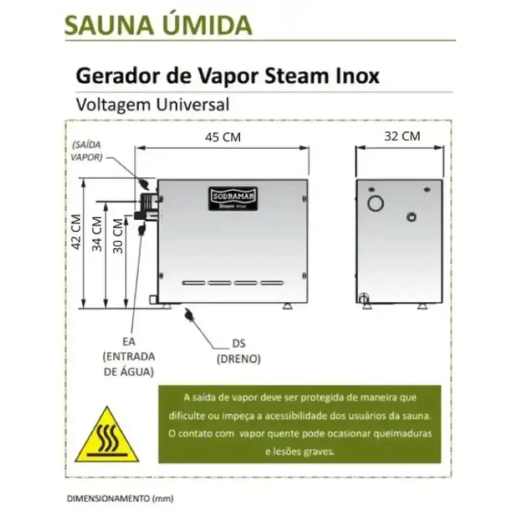 Sauna Steam inox 15 kw 25M3 Bif/Trif 220V SODRAMAR 220 V — fotografia 5