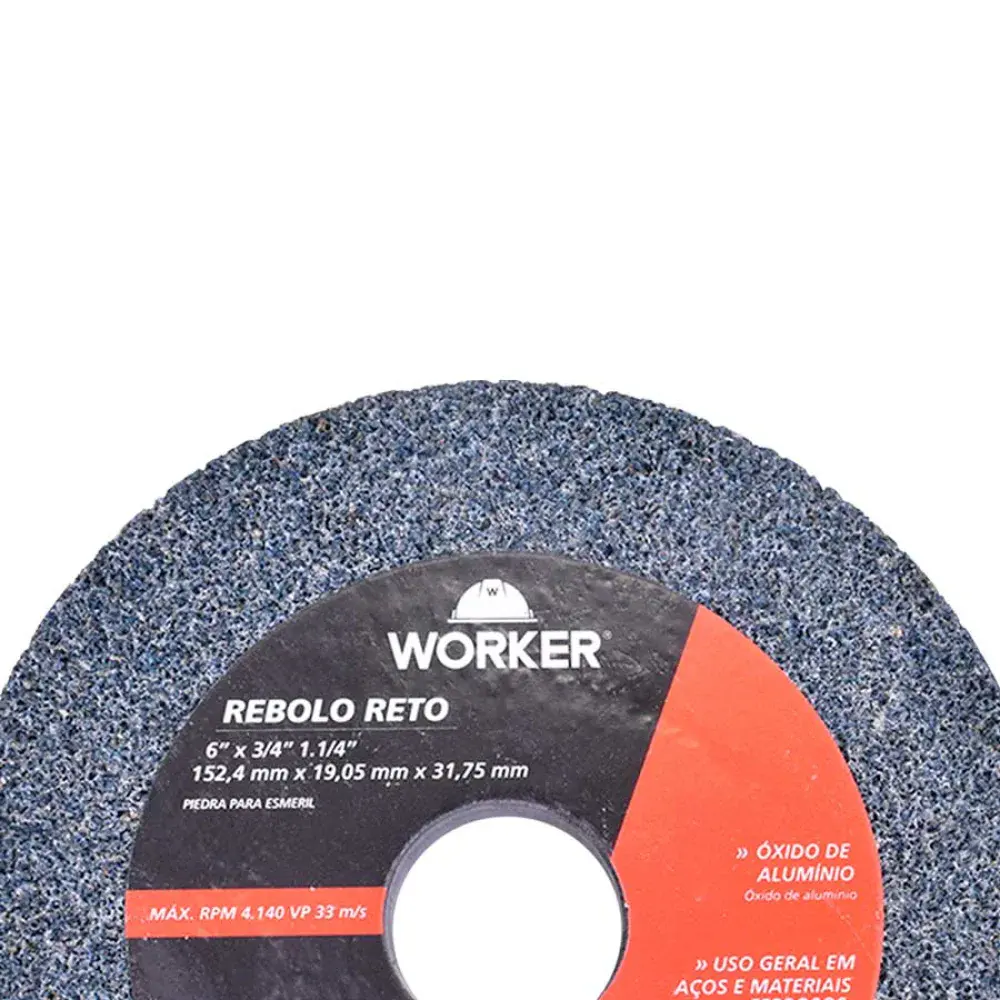 Rebolo reto uso geral 6” x ¾” Worker — fotografia 5