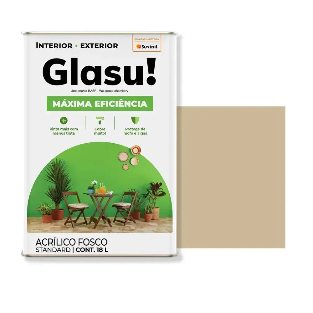 Tinta acrílica máxima eficiência fosco camurça 18L glasu Suvinil Glasu! — fotografia 2