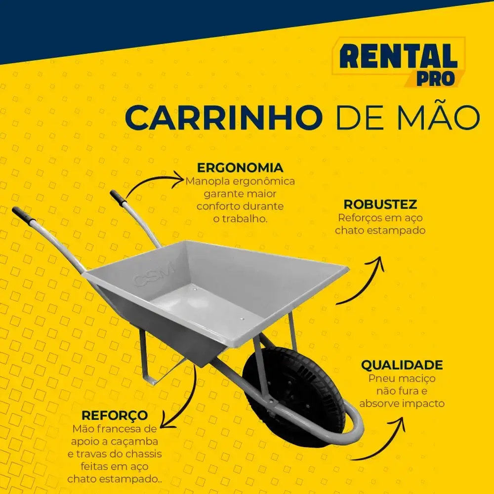 Carriola Carrinho de Mão Extra Forte 60L até 150 KG 71000570 CSM — fotografia 4
