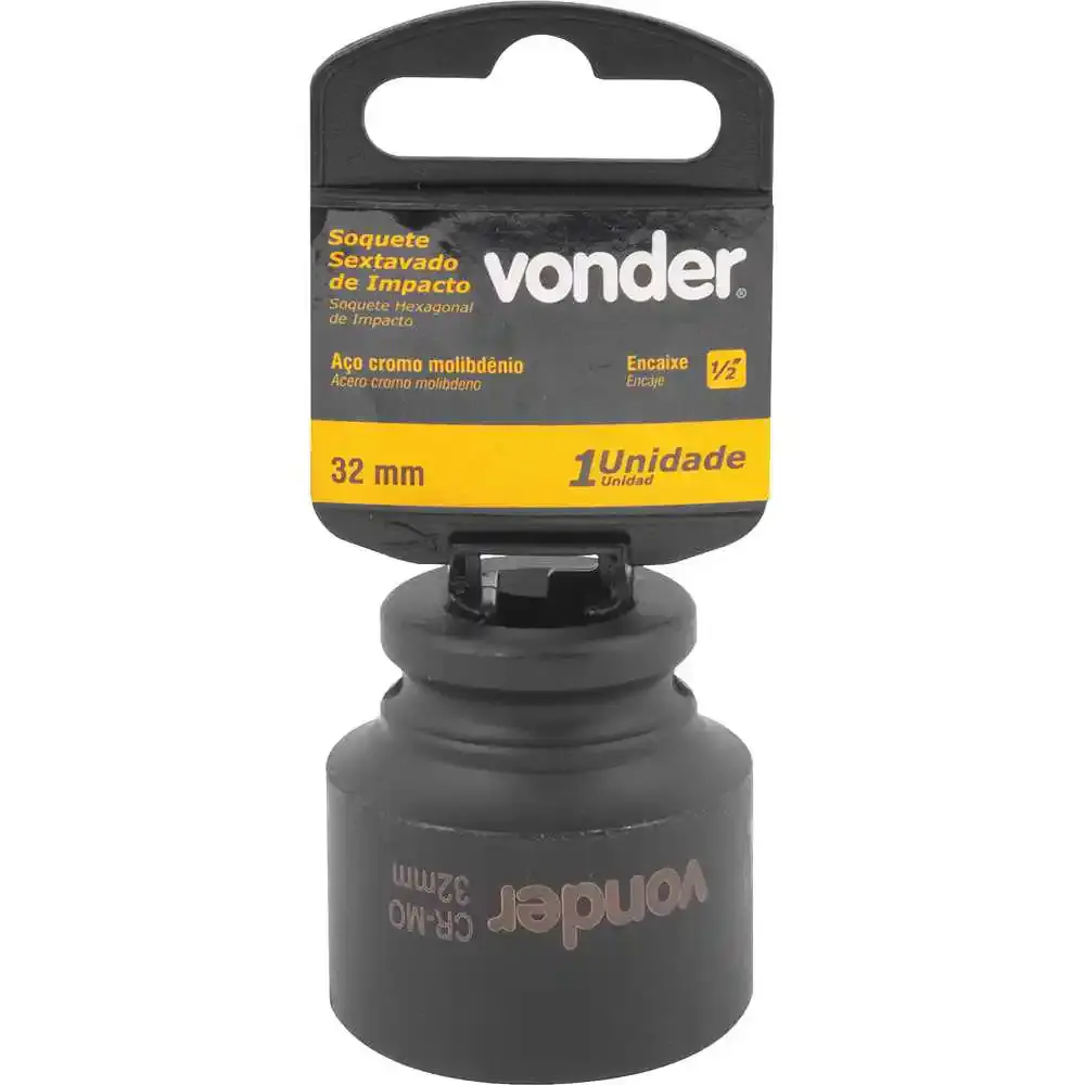 Soquete Sextavado Impacto Encaixe 1/2 polegada 32Mm cromado VONDER — fotografia 4
