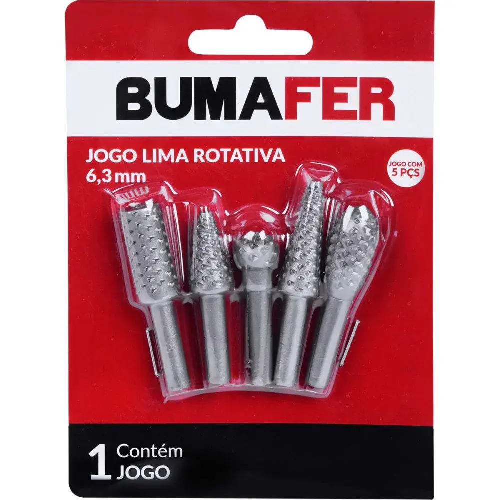 Jogo de lima rotativa em aço 6,3MM com 5 peç Bumafer — fotografia 5