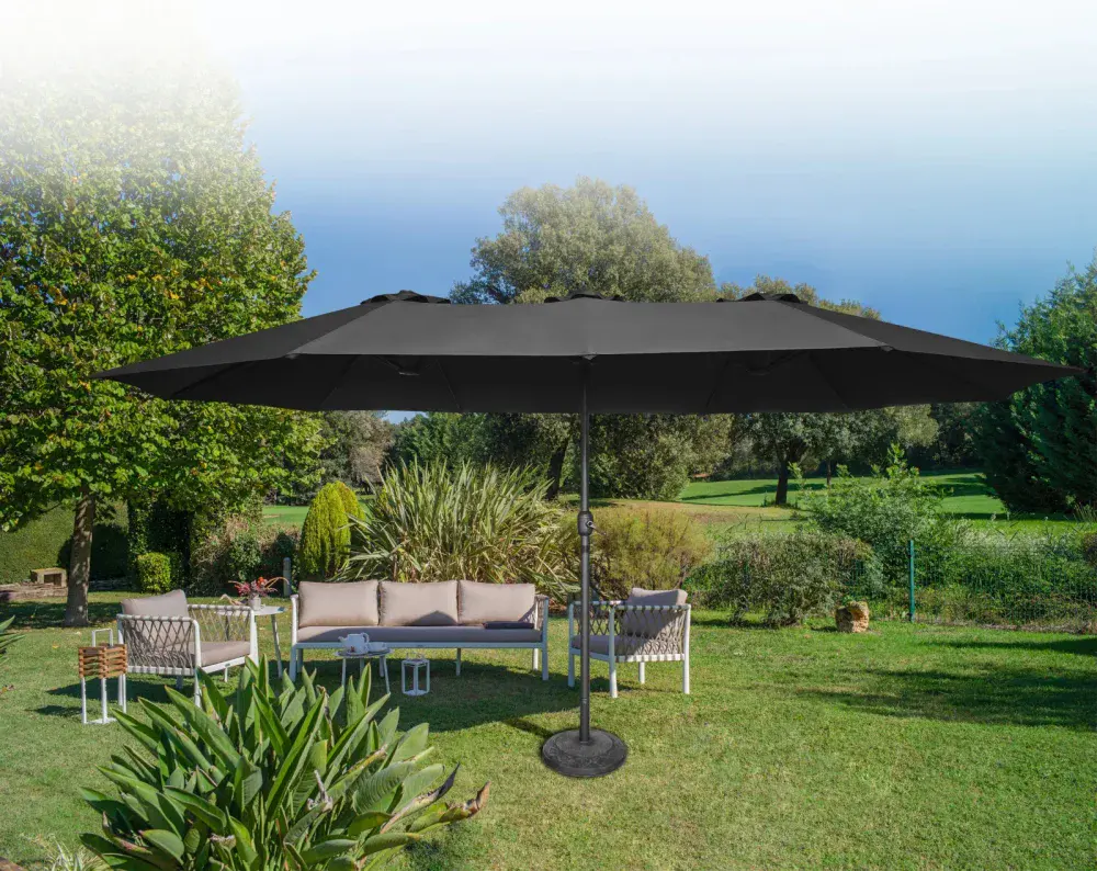 Ombrelone modelo retangular duplo 4,5M preto da Kala — fotografia 3
