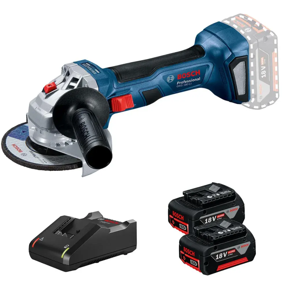 Esmerilhadeira angular gws 180-LI 700W a bateria 18V Bosch — fotografia de referência