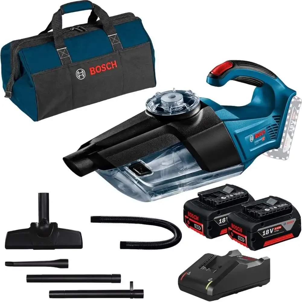Aspirador de pó portátil à bateria 18V GAS 18V-1 professional 2 baterias 4,0AH, carregador bivolt e bolsa Bosch — fotografia de referência