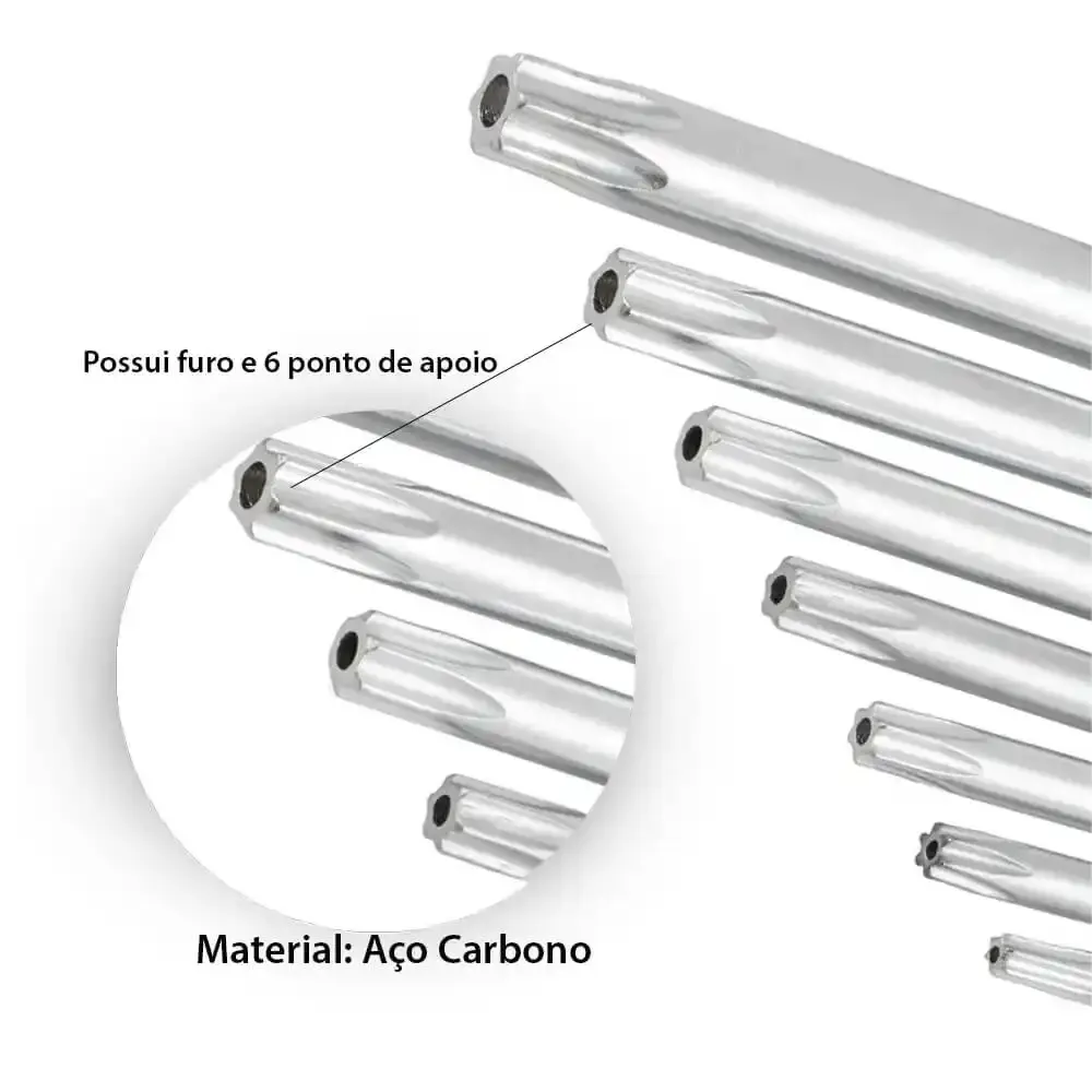Jogo de chave torx com 10 peças extra longas de 6,5CM a 18CM com guia 8QH Eda — fotografia 6
