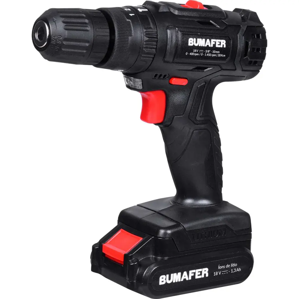 Parafusadeira de impacto a bateria 30NM 18V 18 peç Bumafer — fotografia 3