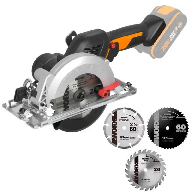 Serra Circular 20V MAX WORKSAW WX531.9 com 3 Discos s/ Bateria e Carregador WORX — fotografia de referência