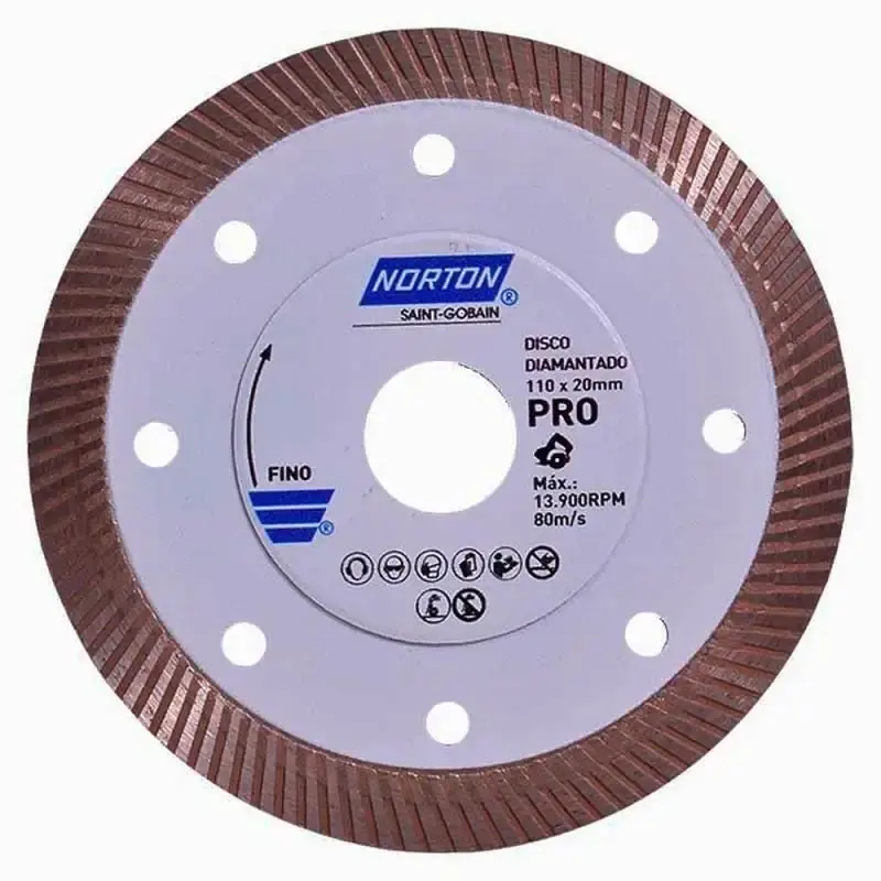 Combo disco diamantado 4.3/8 pol para porcelanato com 10 peças turbo pro Norton — fotografia 2