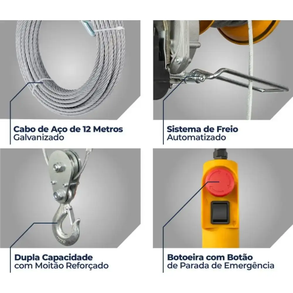 Guincho elétrico cabo de aço TEC 500/1000 KG monofásico CSM 220 V — fotografia 5