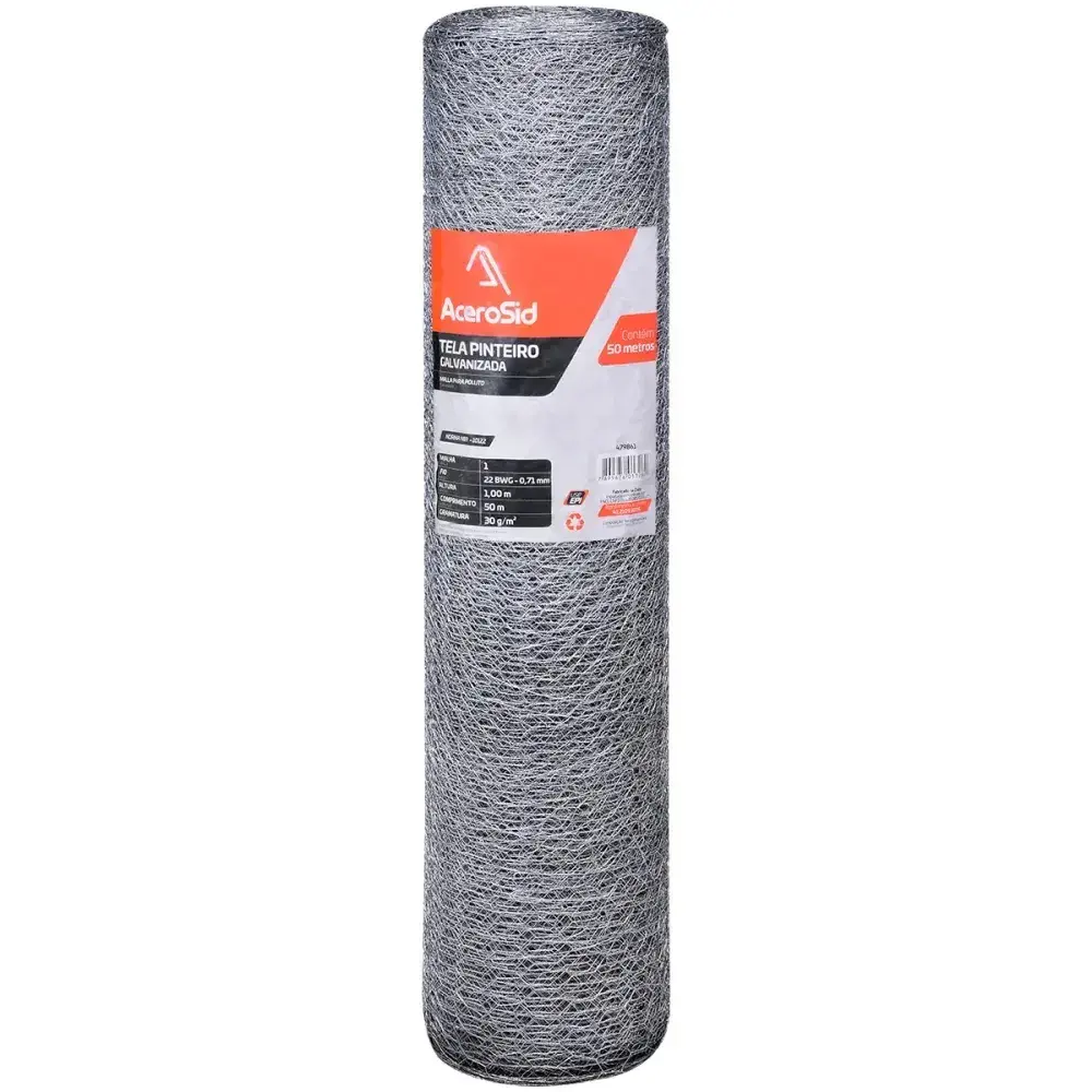 Tela pinteiro galvanizada 1 fio 22 1,00X50M da Acerosid — fotografia 5