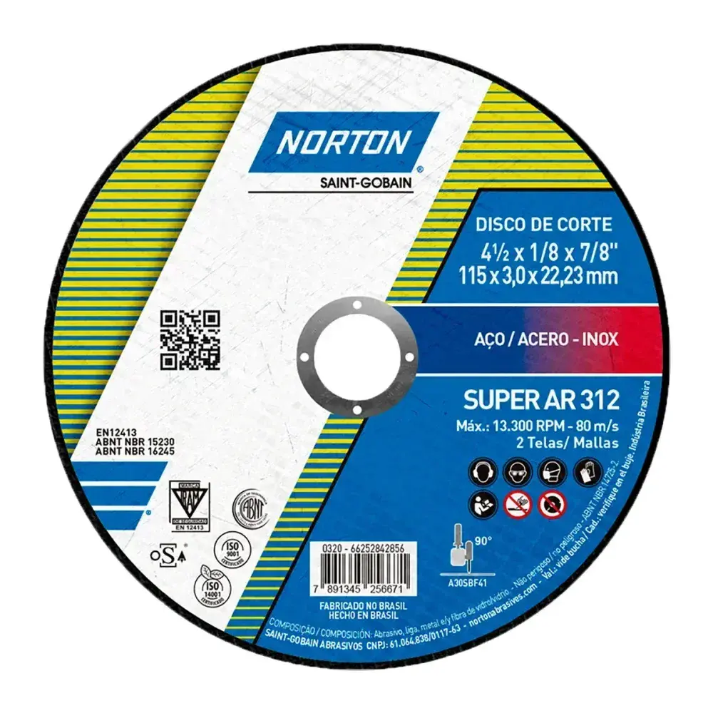 Disco de corte super aços AR312 115X3,0MM Norton — fotografia 3