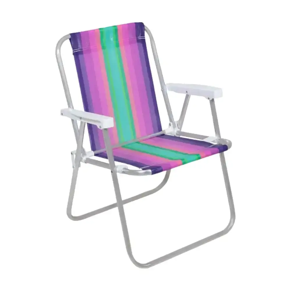 Cadeira de praia alta alumínio degradê roxo e verde 25575 BEL Belfix — fotografia de referência