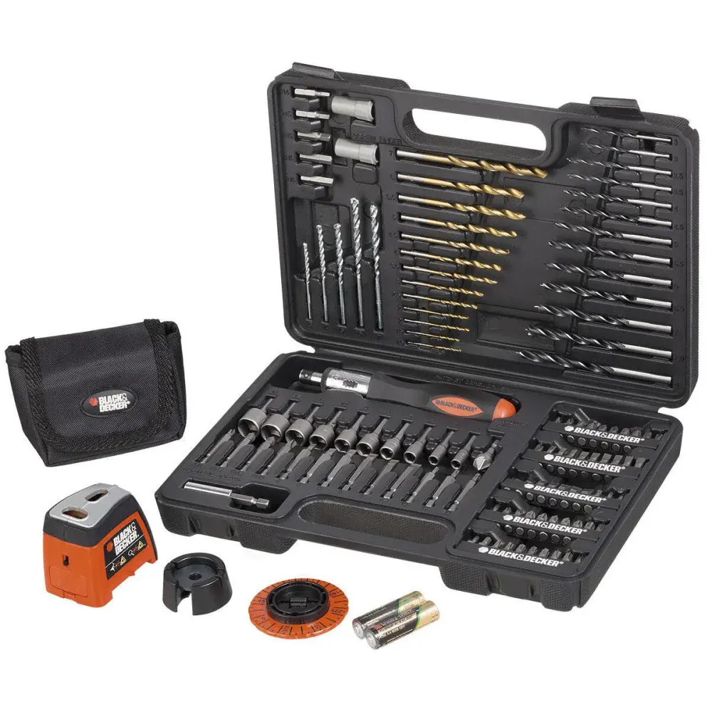 Jogo para furar nivelar parafusar com 115 peças black&decker Dewalt — fotografia de referência