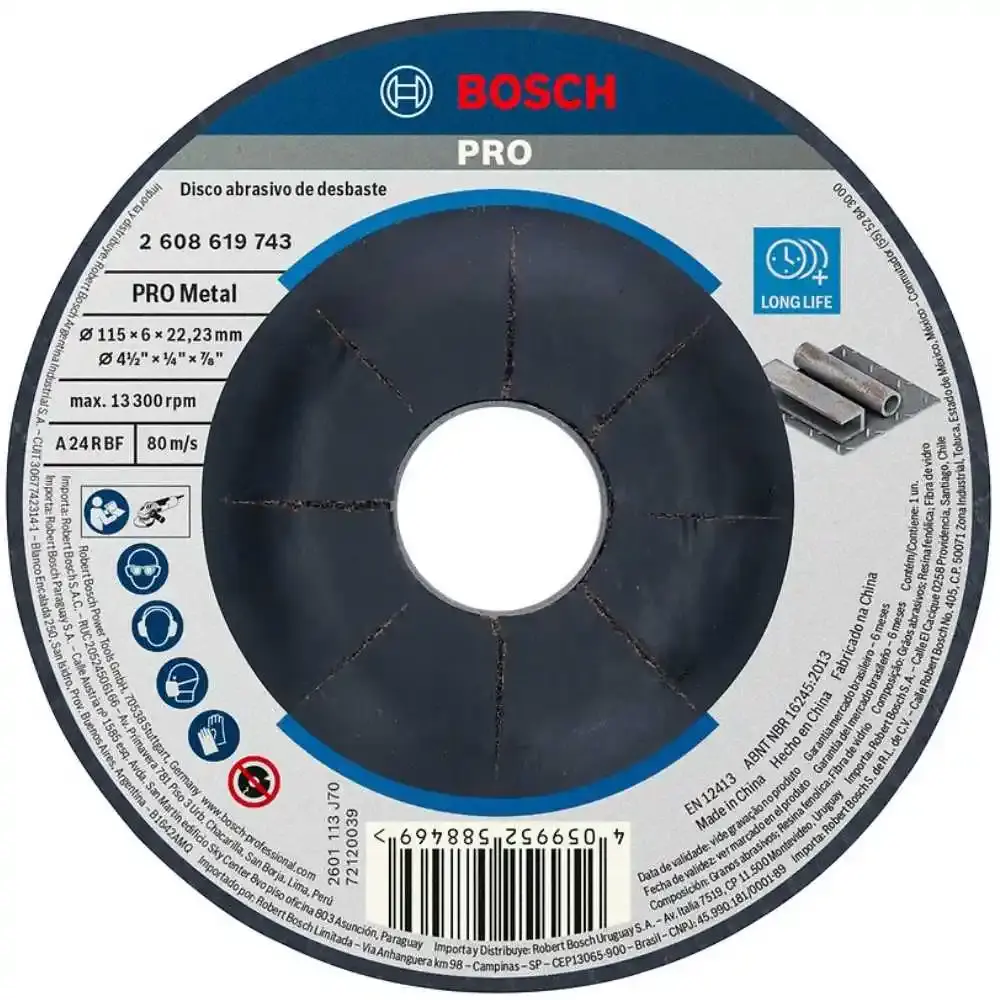 Disco de Desbaste para Metal 4.1/2 POL x 22 MM BOSCH — fotografia de referência