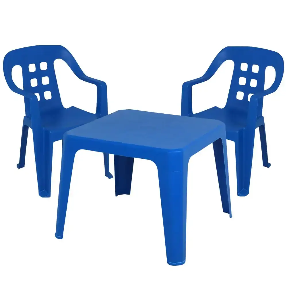 Mesa Play Infantil 61 x 46cm Azul com 2 Cadeiras de Plástico Infantil Azul BEL — fotografia de referência
