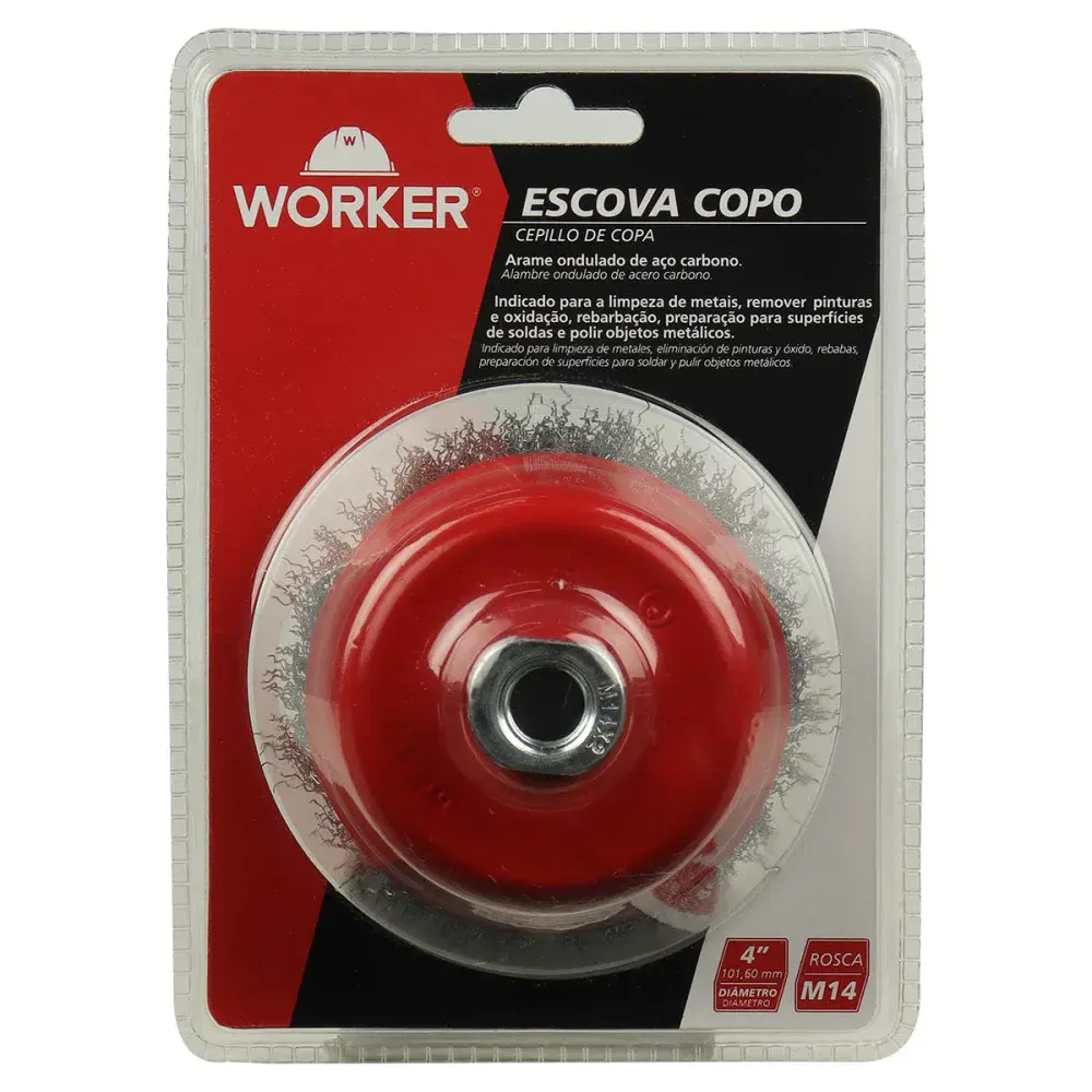 Escova copo em aço carbono rosca M14 2.1/2 63,50MM Worker — fotografia 5