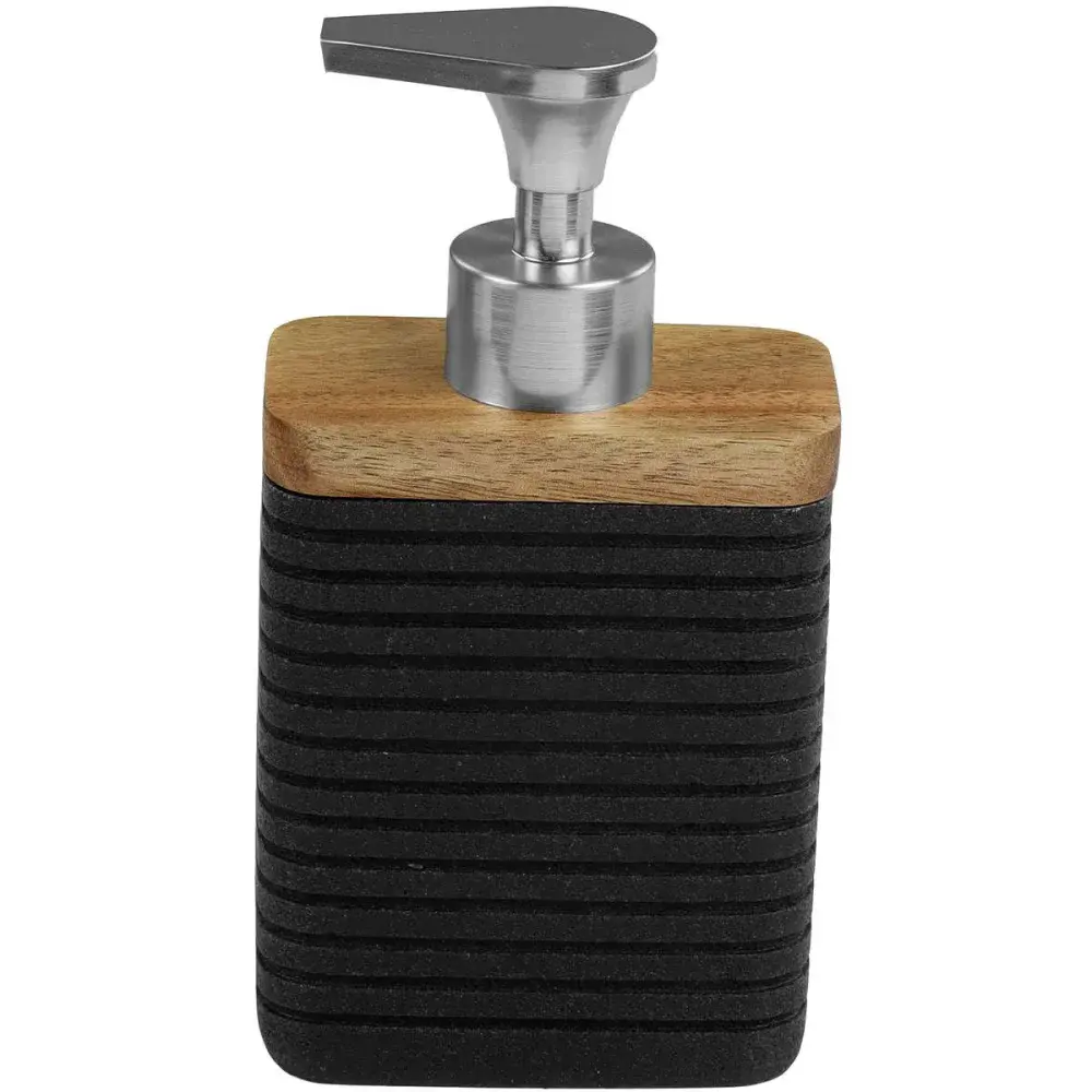 Dispenser para sabonete líquido retangular madeira preto Kala