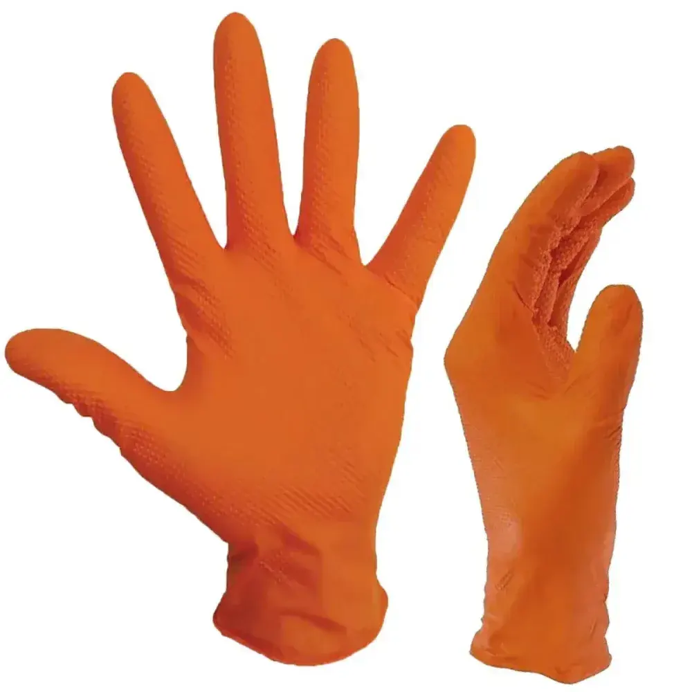 Luva nitrílica maxgrip laranja m com 100 peç Supermax — fotografia 4