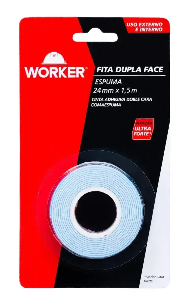 Fita dupla face espuma uso externo e interno 24MMX1,5M Worker — fotografia 2