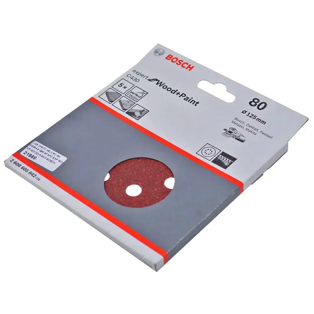Kit 5 folhas de lixa velcro 5 G80 expert wood paint Bosch — fotografia 6