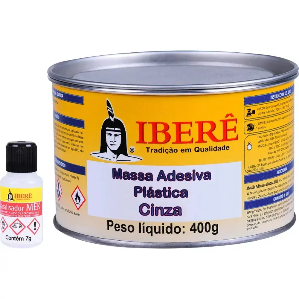 Massa adesiva plástica cinza 400G iberê — fotografia 6