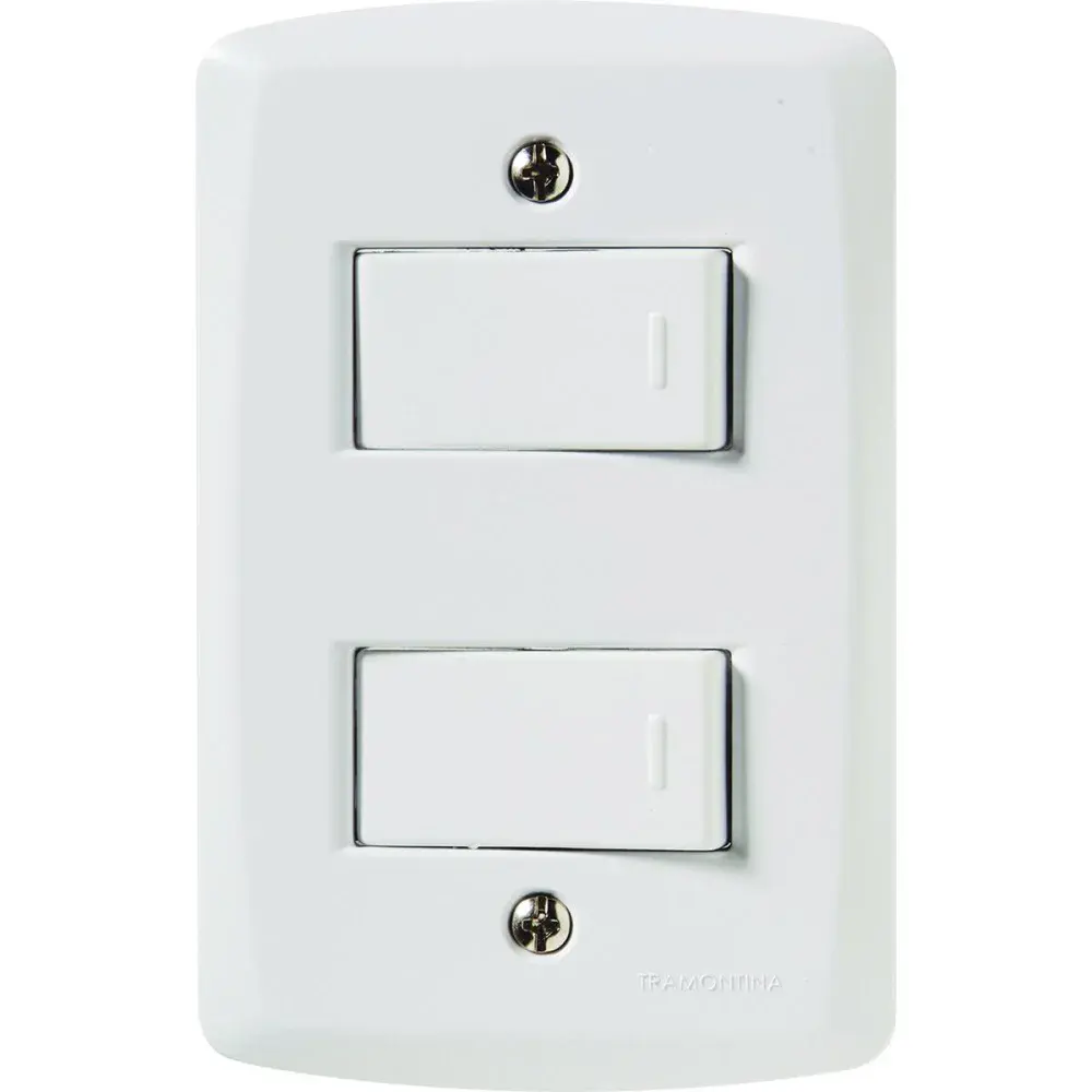 Conjunto 4X2 LUX2 branco 2 interruptores 10 a 250V Tramontina — fotografia de referência
