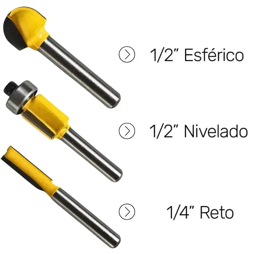 Tupia 6 MM 650W EVTUP110/220 com kit 3 fresas 6 MM EVJF-03 Evald 110 V — fotografia 7