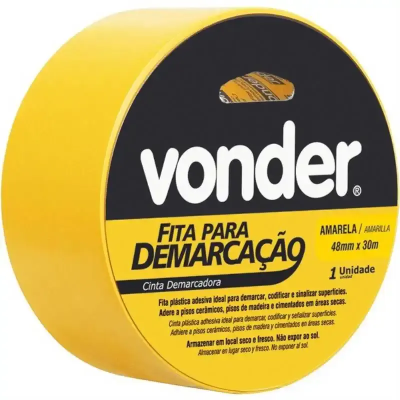 Fita para Demarcação de Solo AMARELA 48 MM x 30 Metros VONDER — fotografia de referência