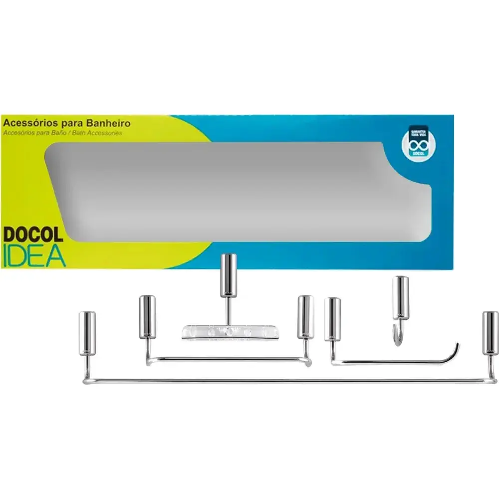 Kit acessórios de banheiro idea cromado 5 peç Docol — fotografia 4