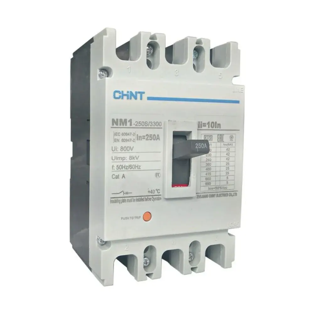 Disjuntor caixa moldada 3 polos NM1-250S/3300 225A da Chint