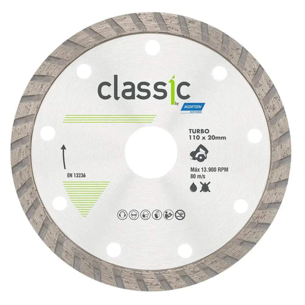 Disco diamantado classic turbo para serra mármore 110X20MM Norton — fotografia de referência