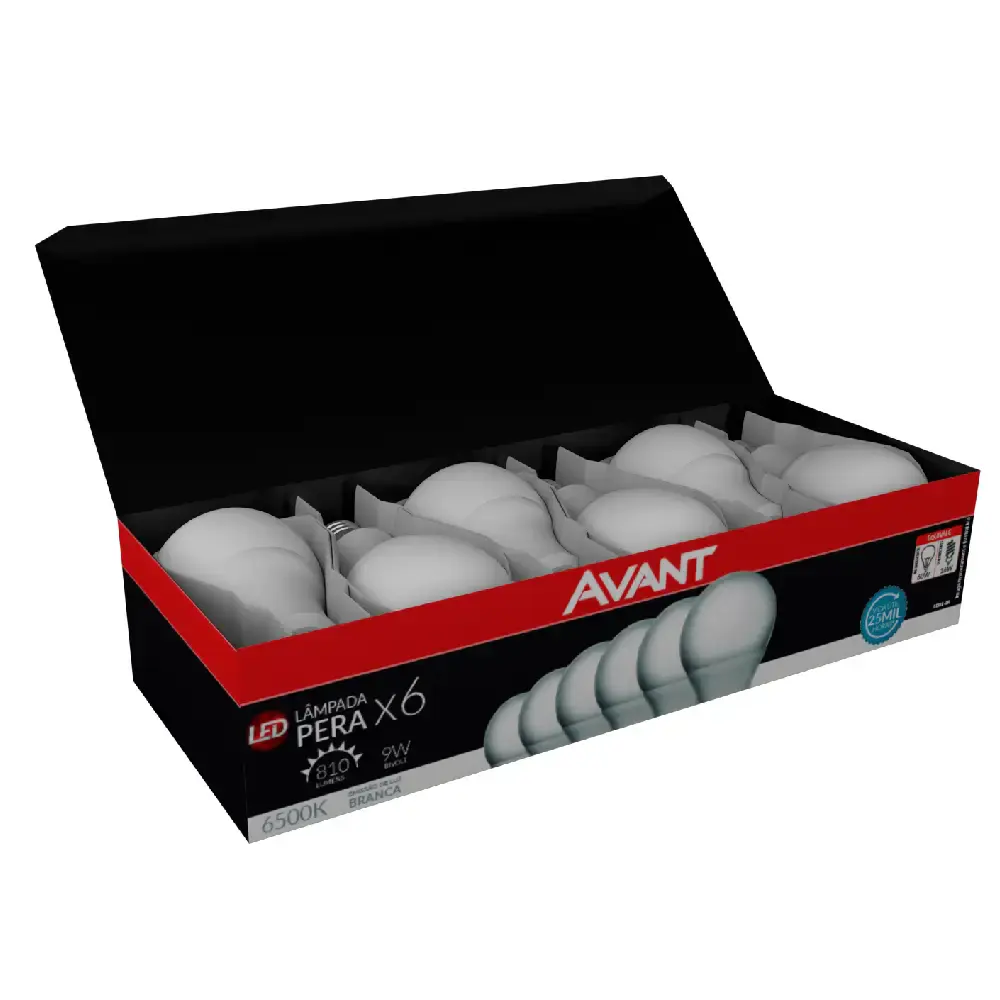 Kit 12 lâmpadas pera led 9W 6500K Avant — fotografia 5