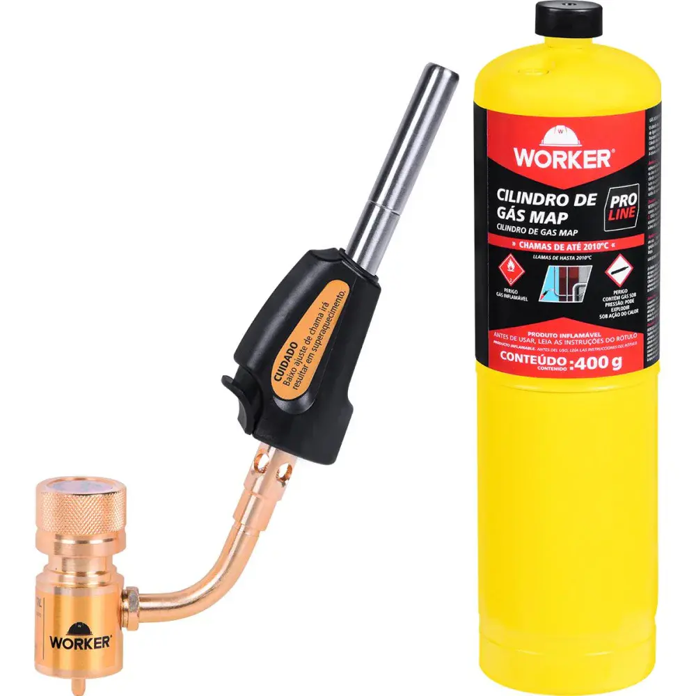 Kit cilindro de gás mapp aço com maçarico portátil Worker