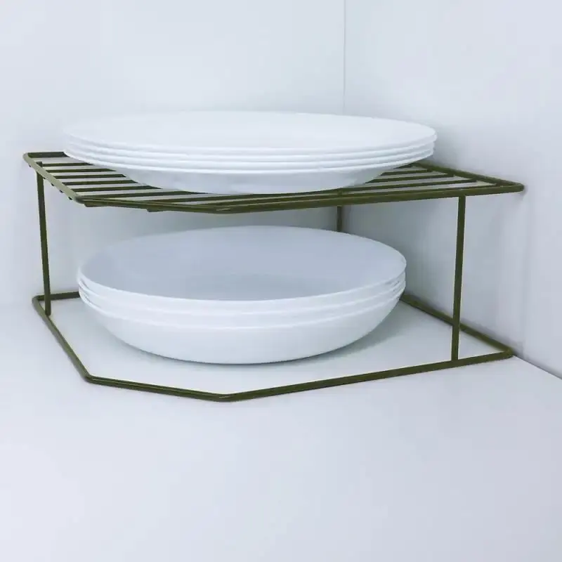 Organizador porta pratos horizontal viena 2 níveis em aço verde oliva 990744 BEL BEL FIX — fotografia 3