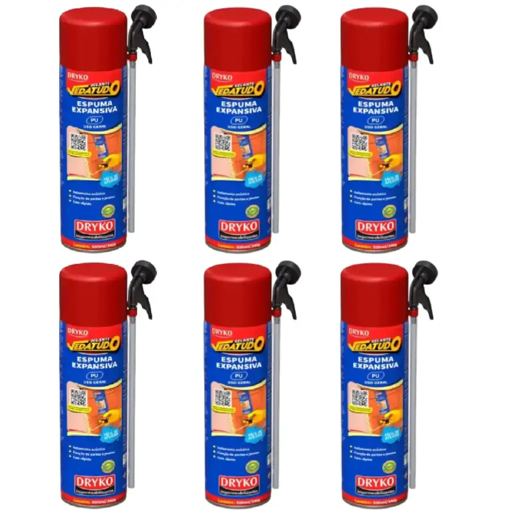 Espuma Expansiva Vedatudo Poliuretano 500 ml 6 Unidades DRYKO