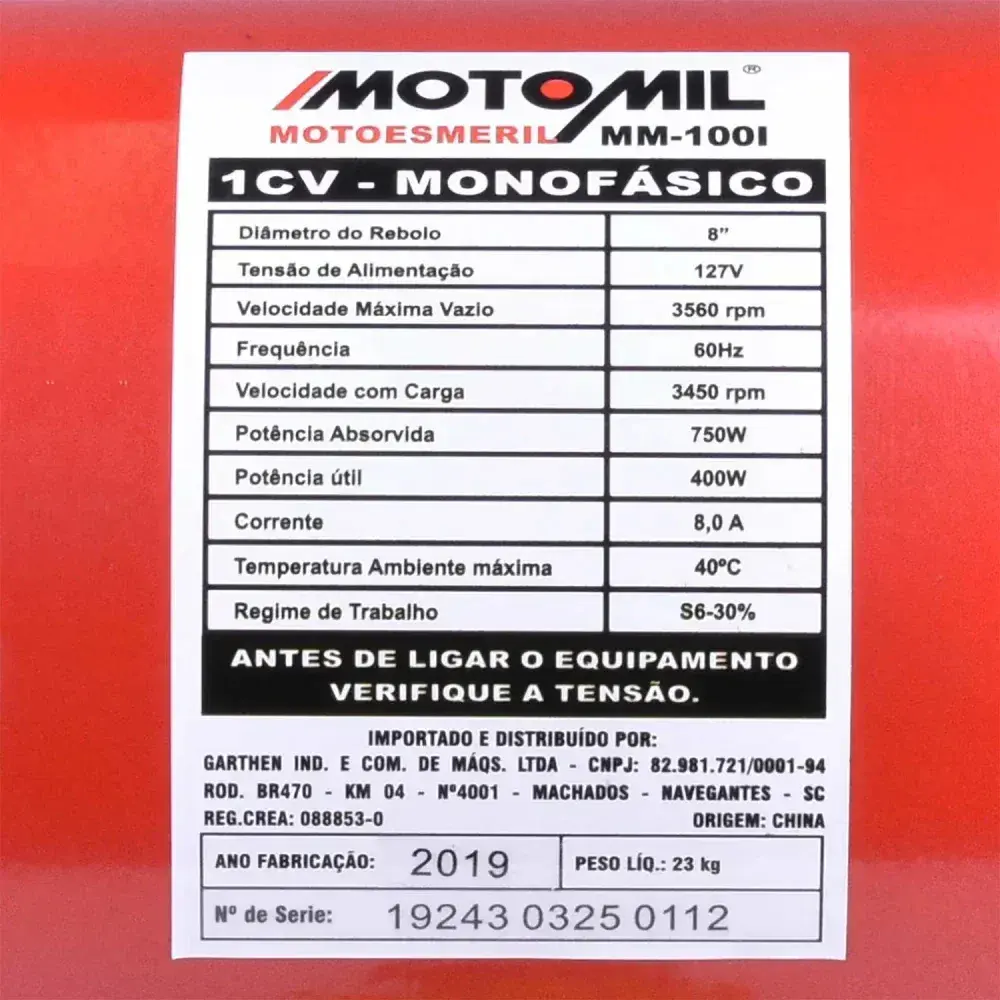 Motoesmeril 1 hp profissional com 127V MM100 da MotoMil — fotografia 10