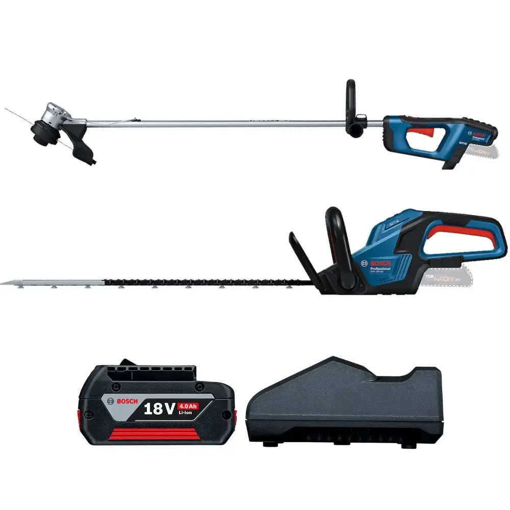 Aparador de grama GRT 18V-33 com aparador de cerca viva e bateria 18V 4,0AH carregador bivolt Bosch — fotografia 2