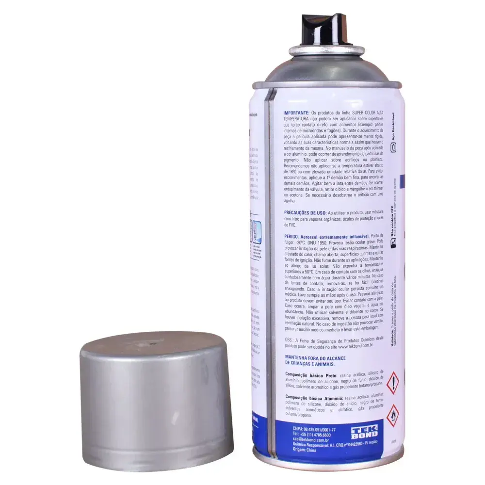 Tinta spray aluminio alta temperatura 350ML - Tekbond — fotografia 4