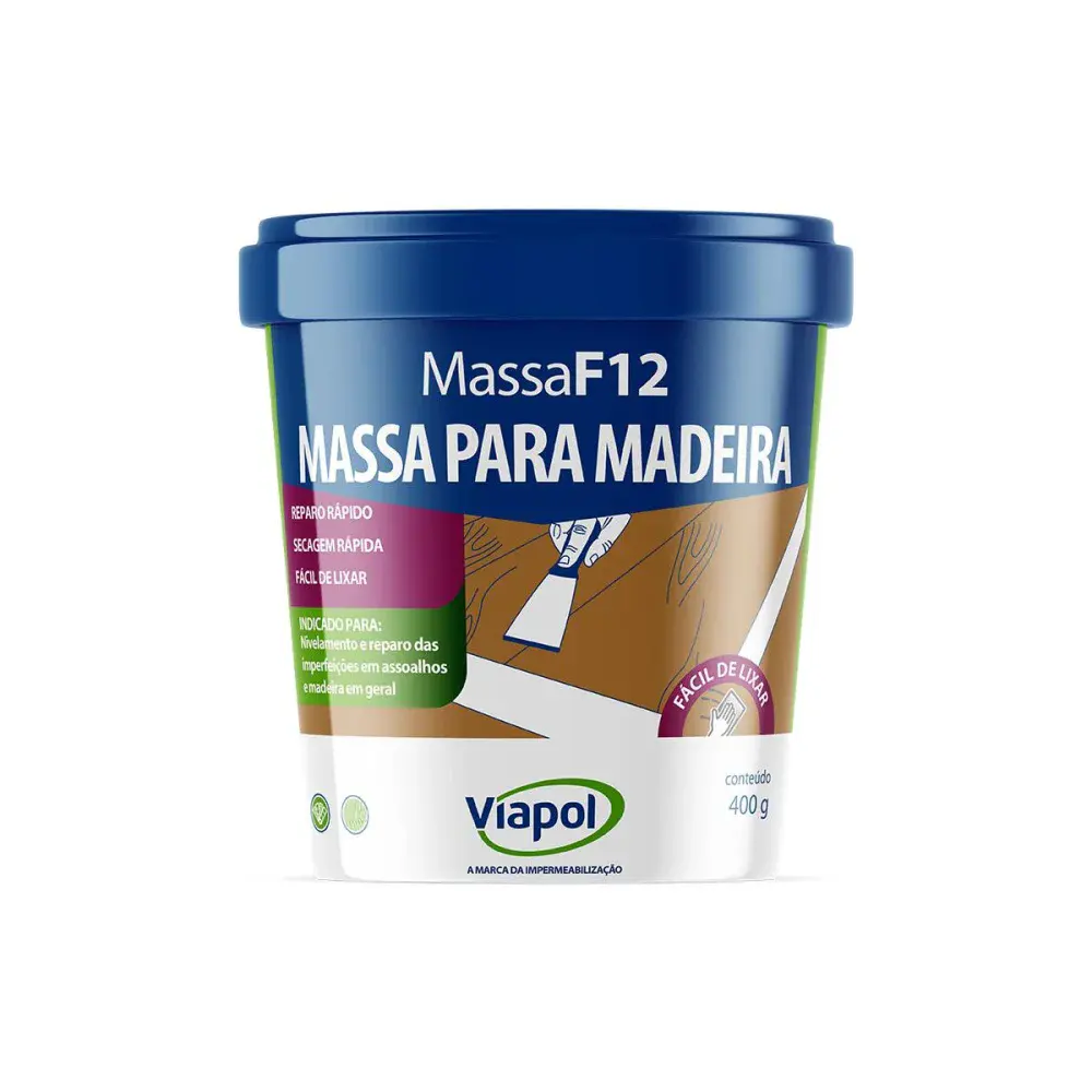 Massa para madeira F-12 imbuia 400G Viapol — fotografia de referência
